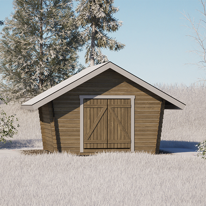Timmerförråd LP Garden U-M (10m²) Lutande Tät Vägg
