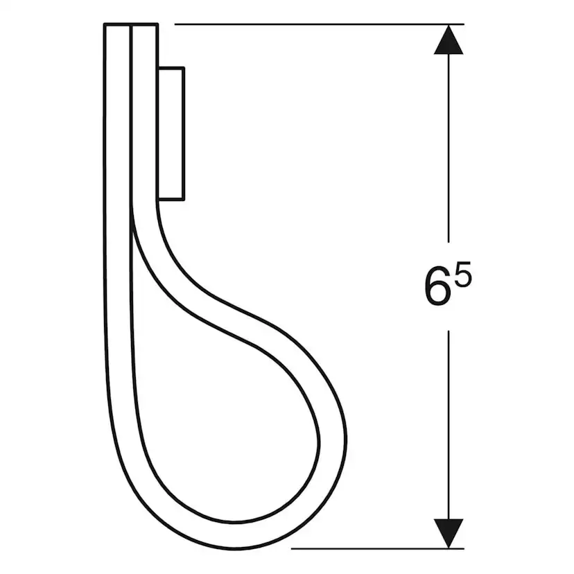 öglehandtag: B=2.5cm, H=6.5cm, Svart/Mattförkromat lackerad Svart/Krom