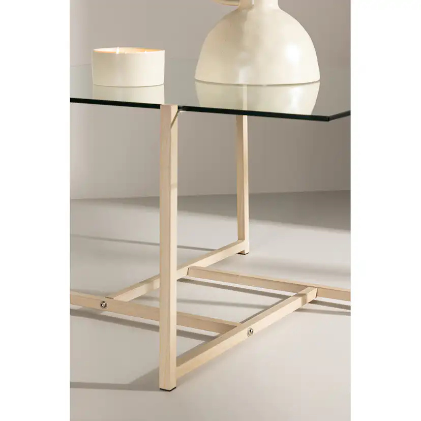 Hybrid Sofa Table 80x80 cm - Glass/Nature / Transparent