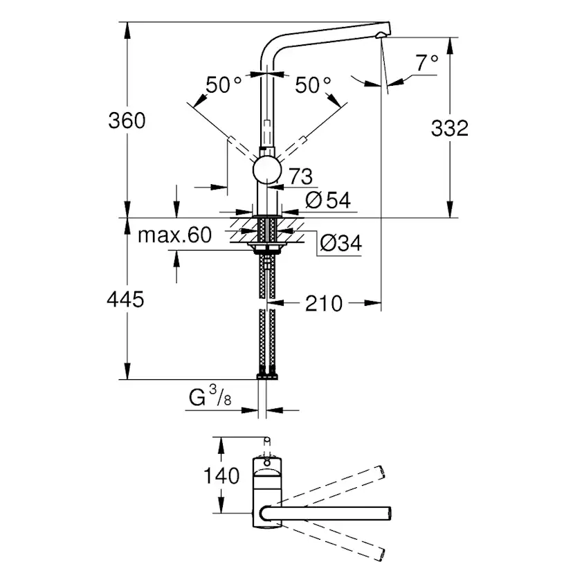 Köksblandare Grohe by Norema Minta Vento L-pip