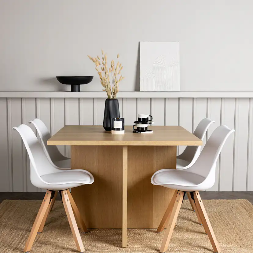 Matgrupp Venture Home Leo med 4 Zeno Stolar Natur/Vit
