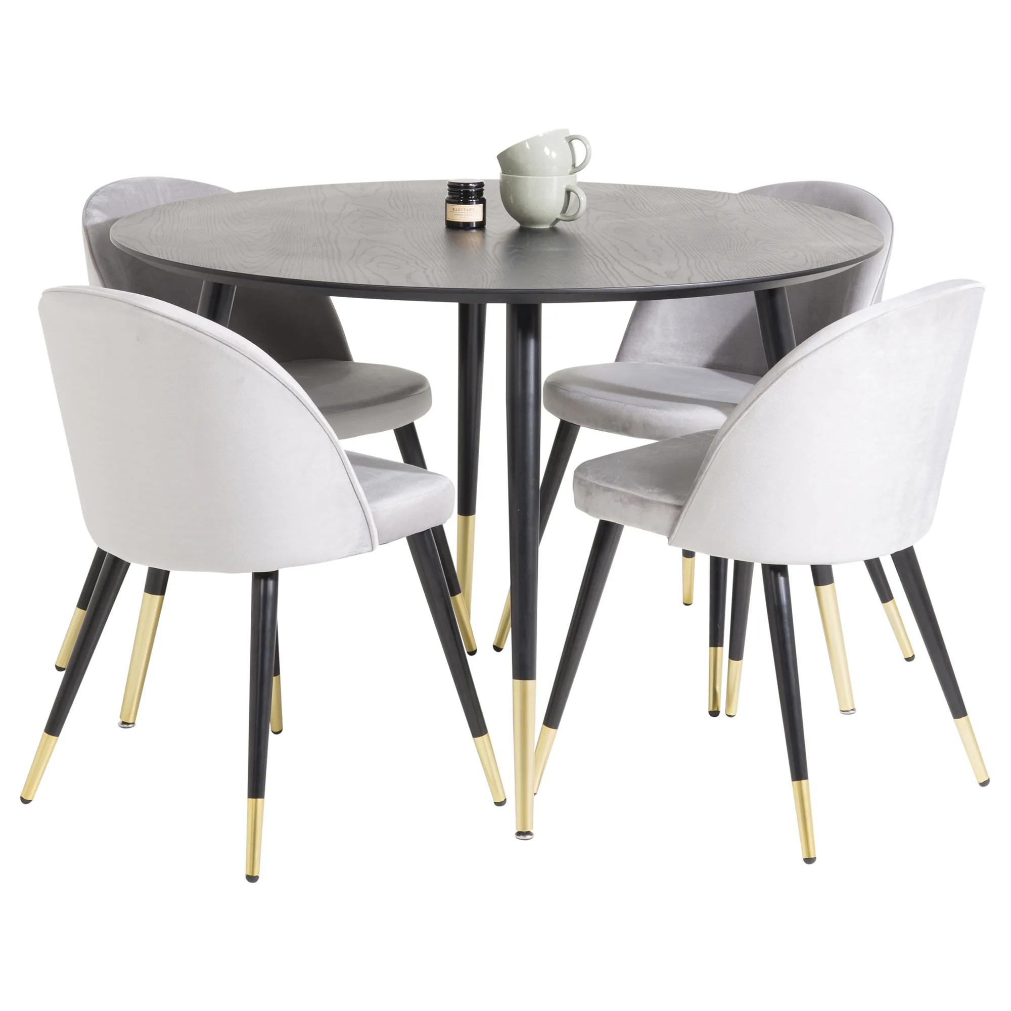 Matgrupp Venture Home Dipp Ø115 cm med 4 Velvet Stolar