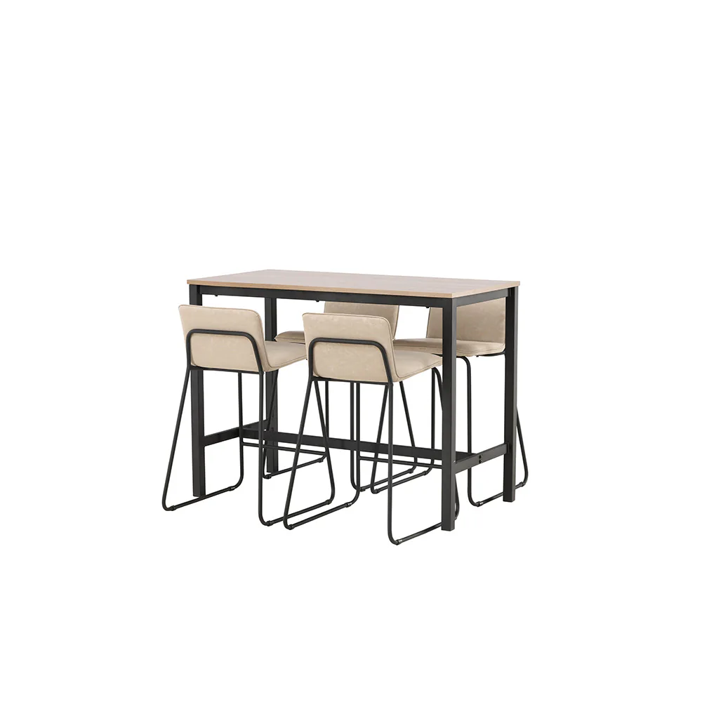 Camden Bar Table - Walnut / Walnut MDF +Bisbee Bar Chair - B Valnöt/Beige