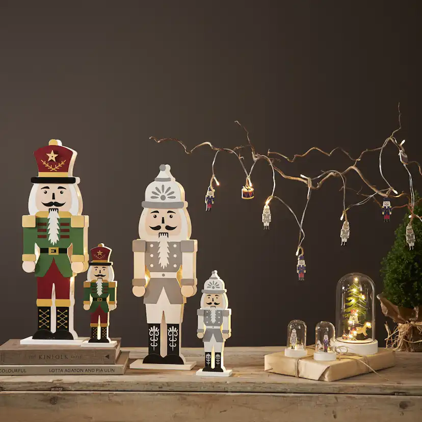 Bordsdekoratio Nutcracker vit/grå 25 Vit