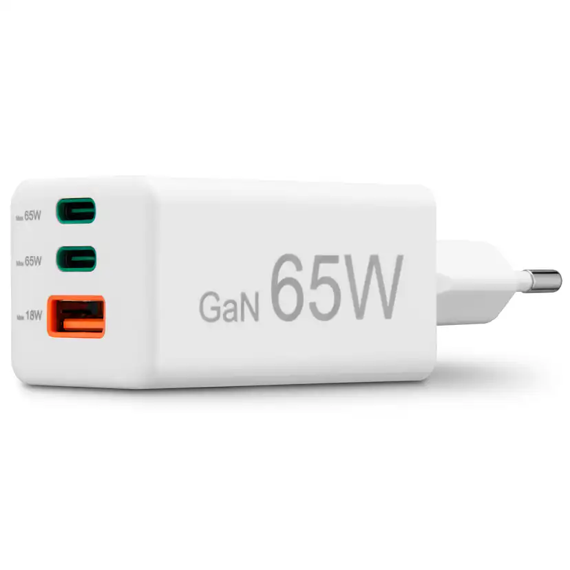 Laddare HAMA 2x USB-C 1x USB-A GaN 65W Vit