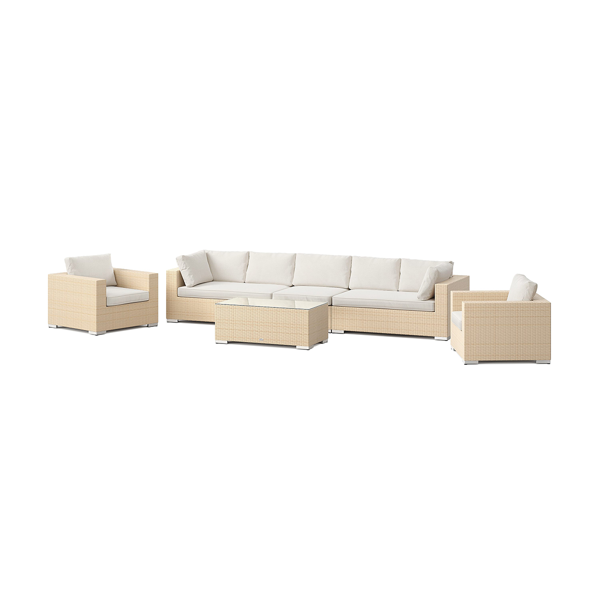 Loungegrupp Comfort Garden Bahamas utomhus soffgrupp 7-sits med två fåtöljer och bord