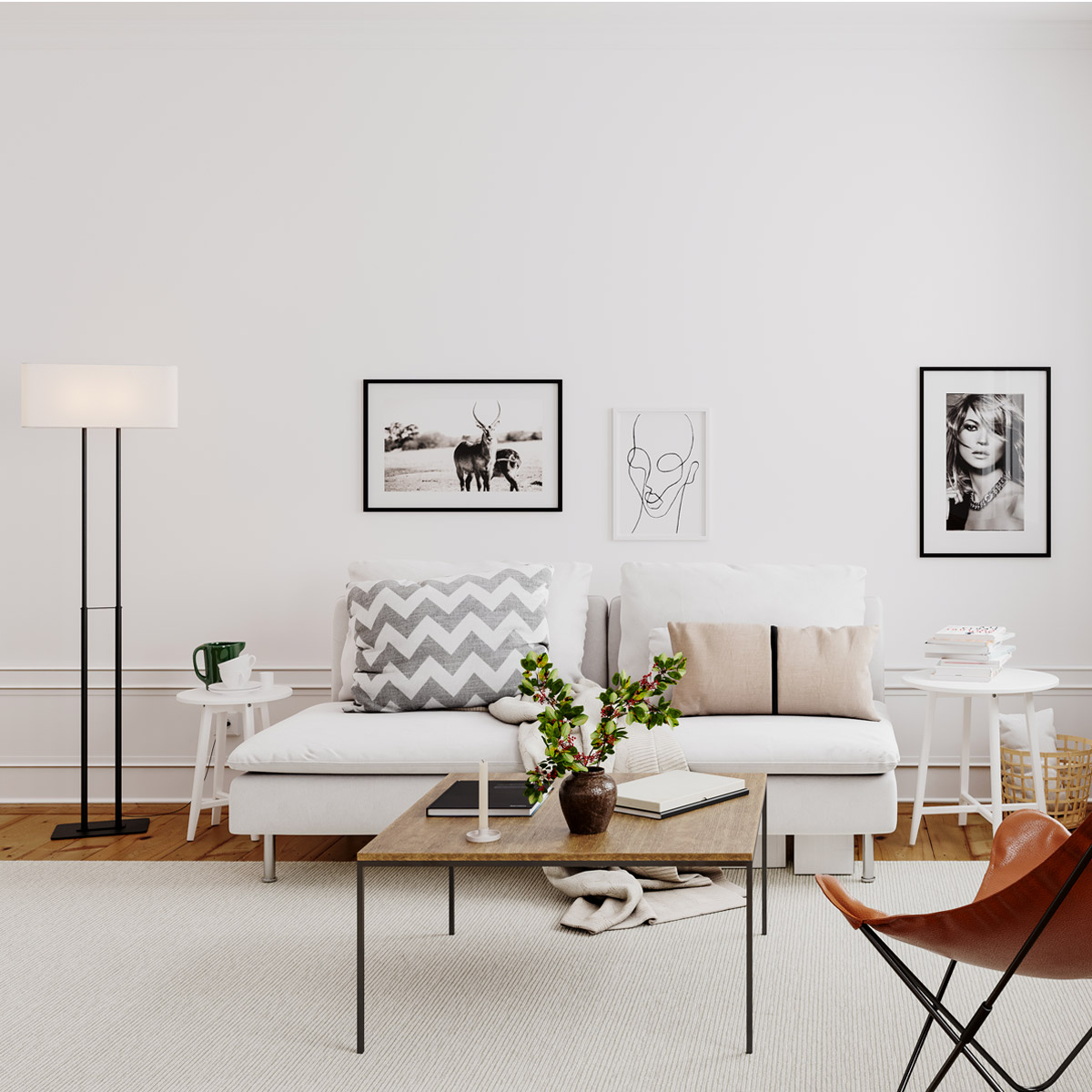 Golvlampa By Rydéns Luton H150 cm Svart/Vit