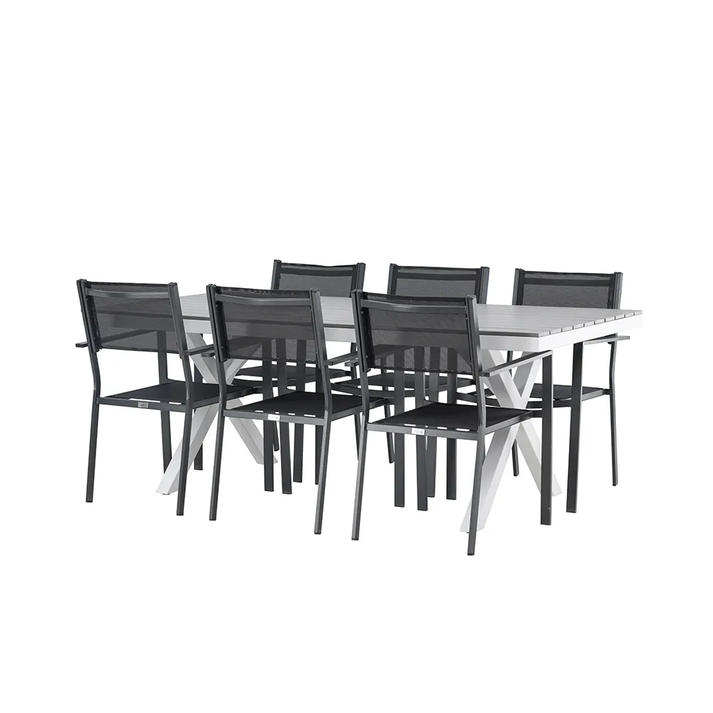 Garcia Diningtable Alumnium - White / Light Grey Aintwood / Svart/Grå