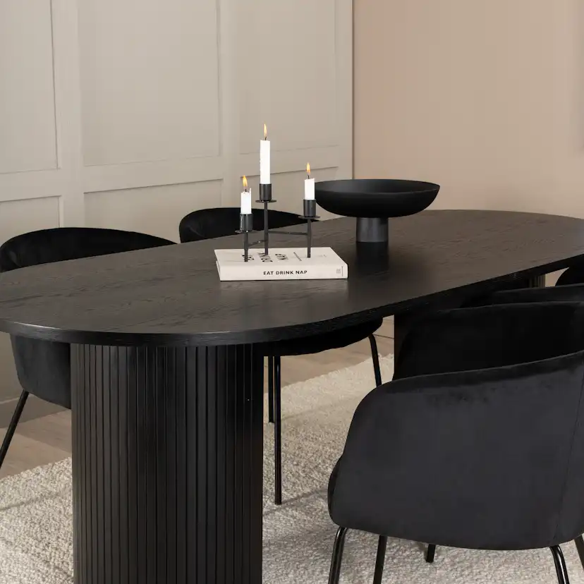 Matgrupp Venture Home Bianca Svart med 4 Bergen Stolar