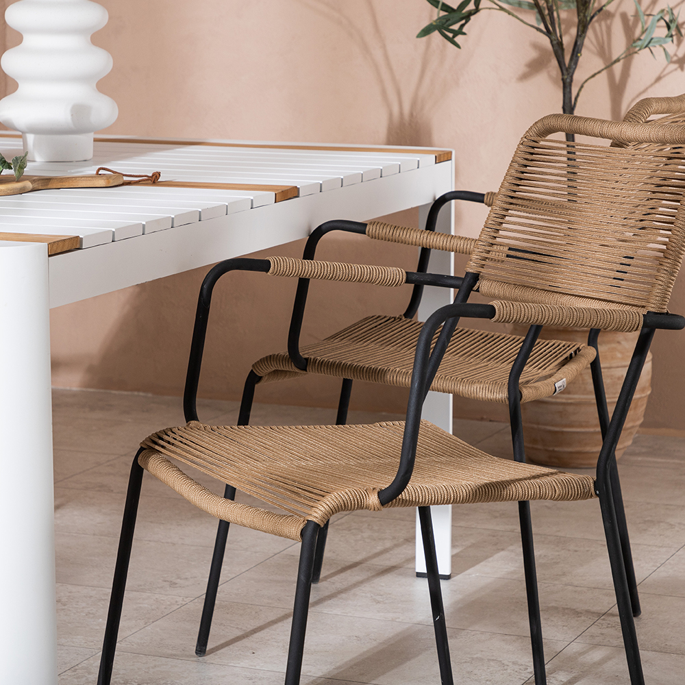 Matgrupp Utomhus Venture Home Togo 150x100 cm med 4 Lindos Trädgårdsstolar med Armstöd