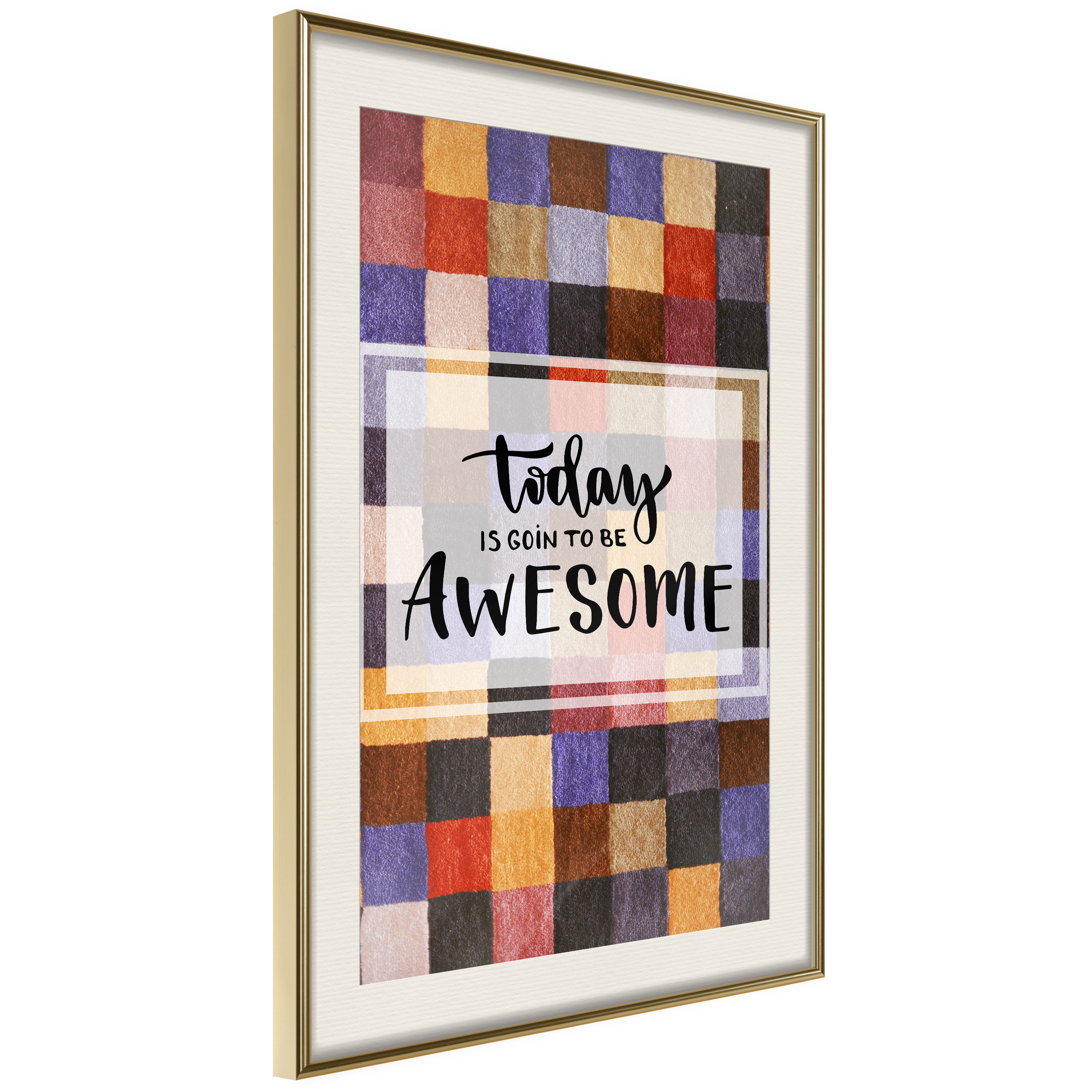 Affisch - Today Is Goin To Be Awesome [Poster] 40x60 Guld ram med passepartout, 40x60 cm