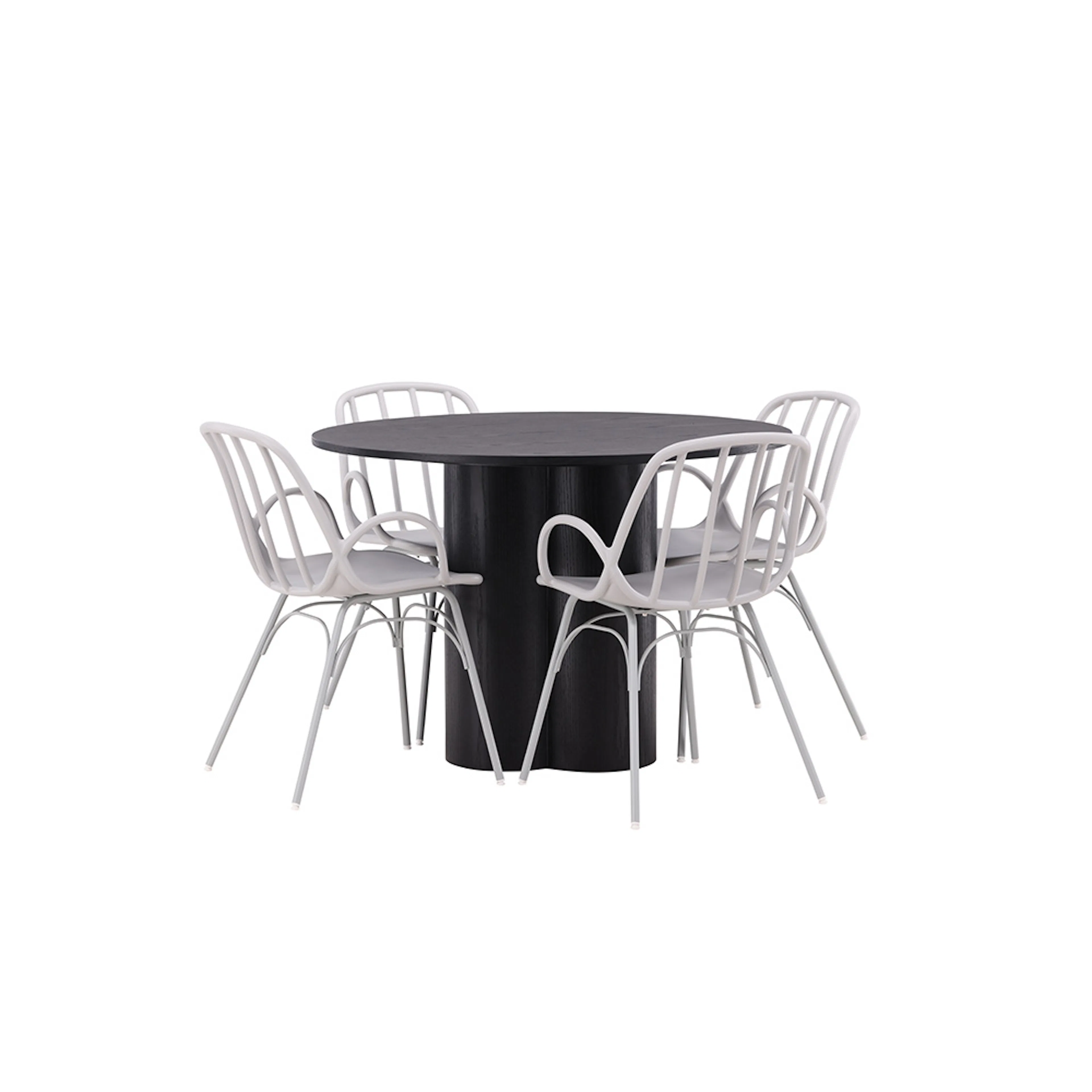OliviaDiningTable-Black/BlackVeneer+DyrönDiningChair-GreigeP Svart/Greige
