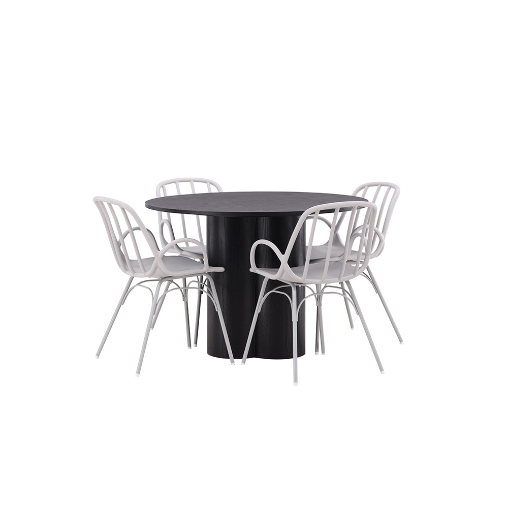 Matgrupp Venture Home Olivia Ø 110 cm med 4 Dyrön Stolar