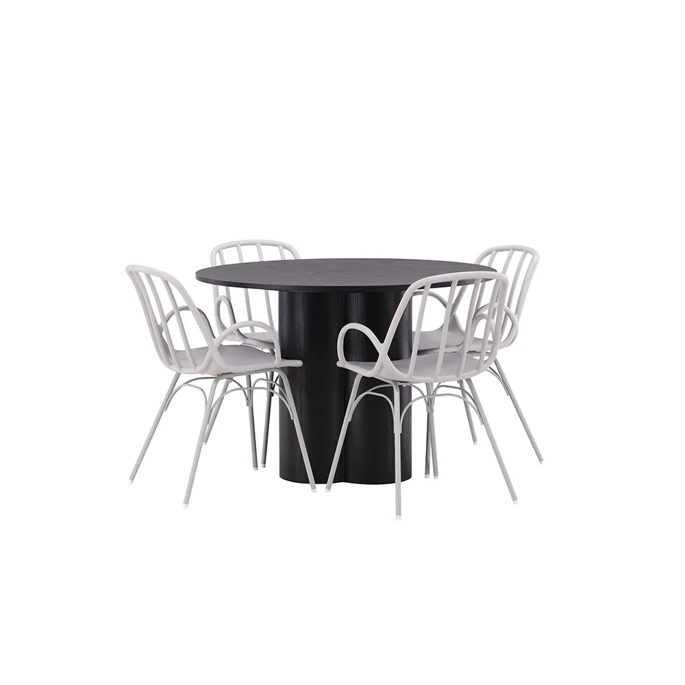 Matgrupp Venture Home Olivia Ø 110 cm med 4 Dyrön Stolar