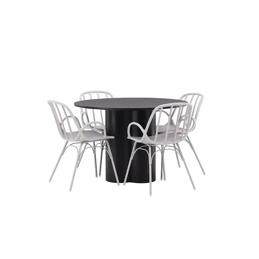 Matgrupp Venture Home Olivia Ø 110 cm med 4 Dyrön Stolar