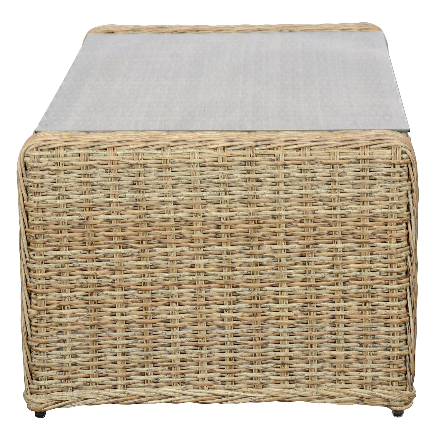 Soffbord Ute VILA Natur Rottingbord med Glasskiva