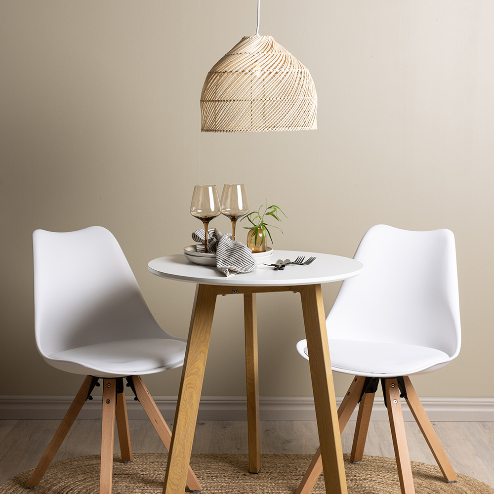 Matgrupp Venture Home Leonora Ø65 cm med 2 st Zeno stolar Vit