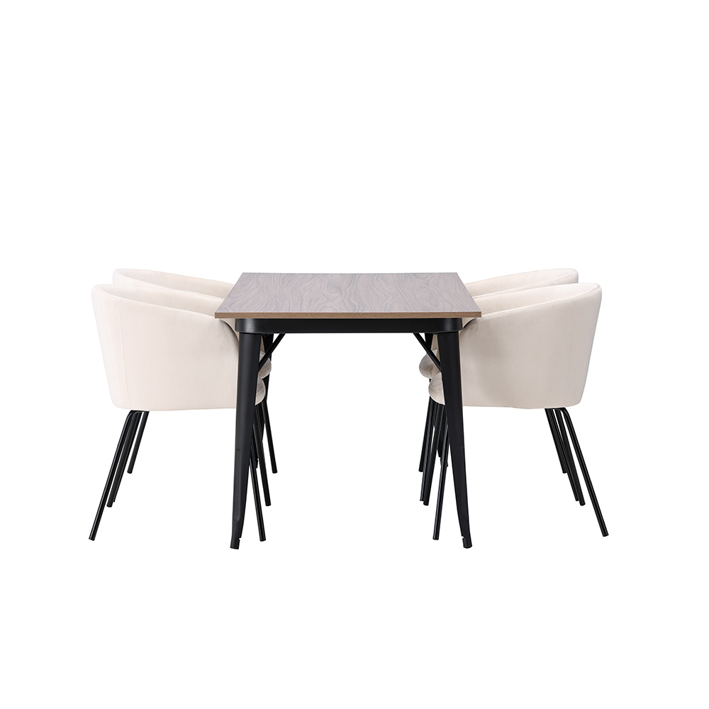 Matgrupp Venture Home Tempe 140 cm med 4 Berit Stolar Sammet