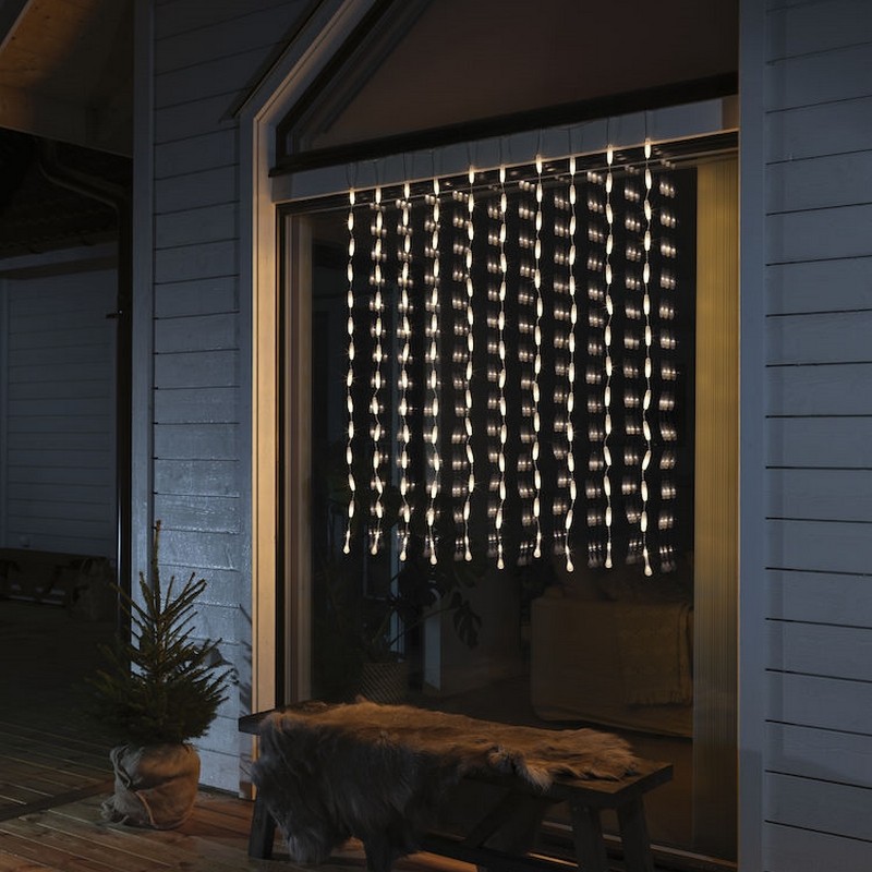 Gardinslinga droppar 140 LED Varmvit, H: 1400 mm