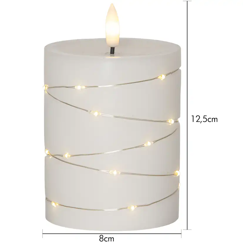 LED Blockljus Flamme Dew Vit 8x12,5 cm Höjd: 125 Mm