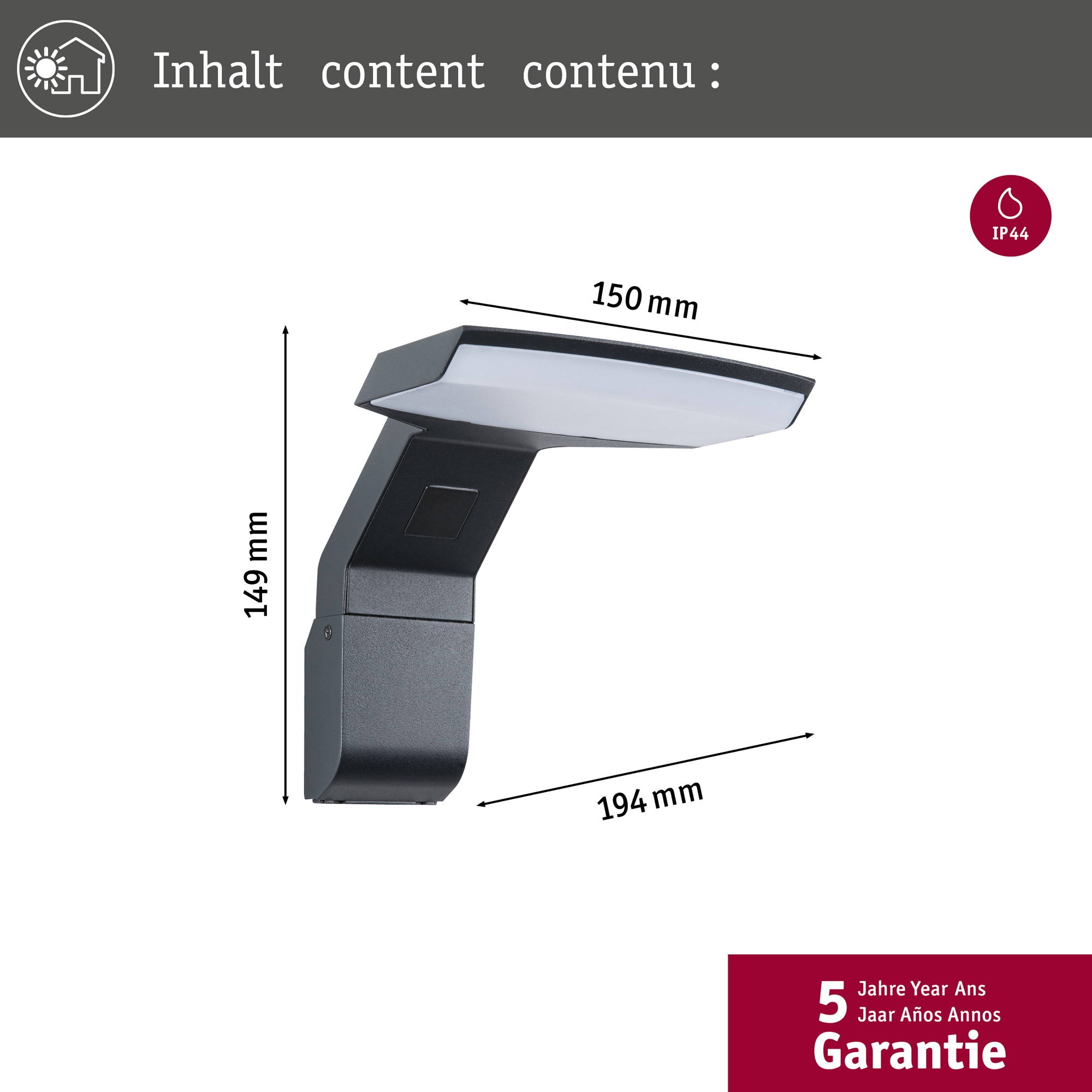 Fasadbelysning LED Paulmann Zenera Seawater Resistant IP44 230V Ljus: Soft White