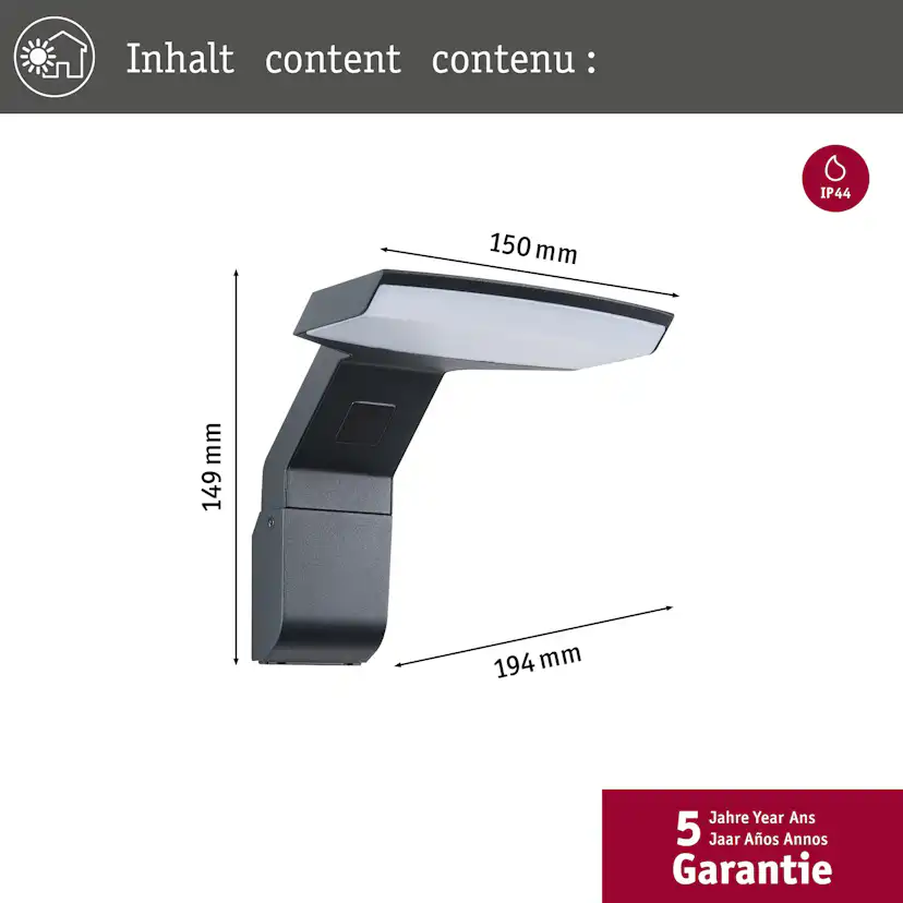 Fasadbelysning LED Paulmann Zenera Seawater Resistant IP44 230V Ljus: Soft White