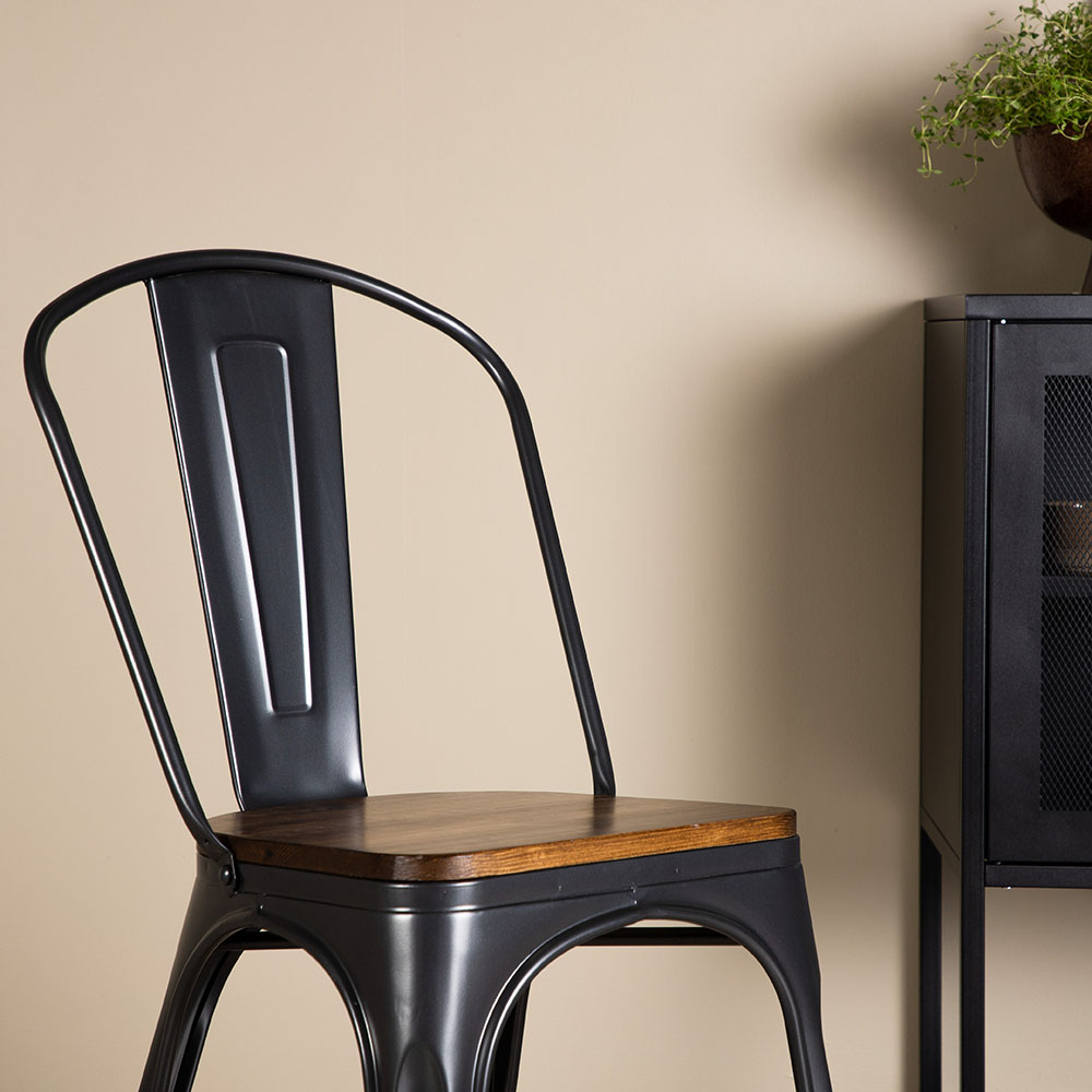 Tempe Dining Chair - Dark grey / Wood Mörkgrå/Valnötsfärgad