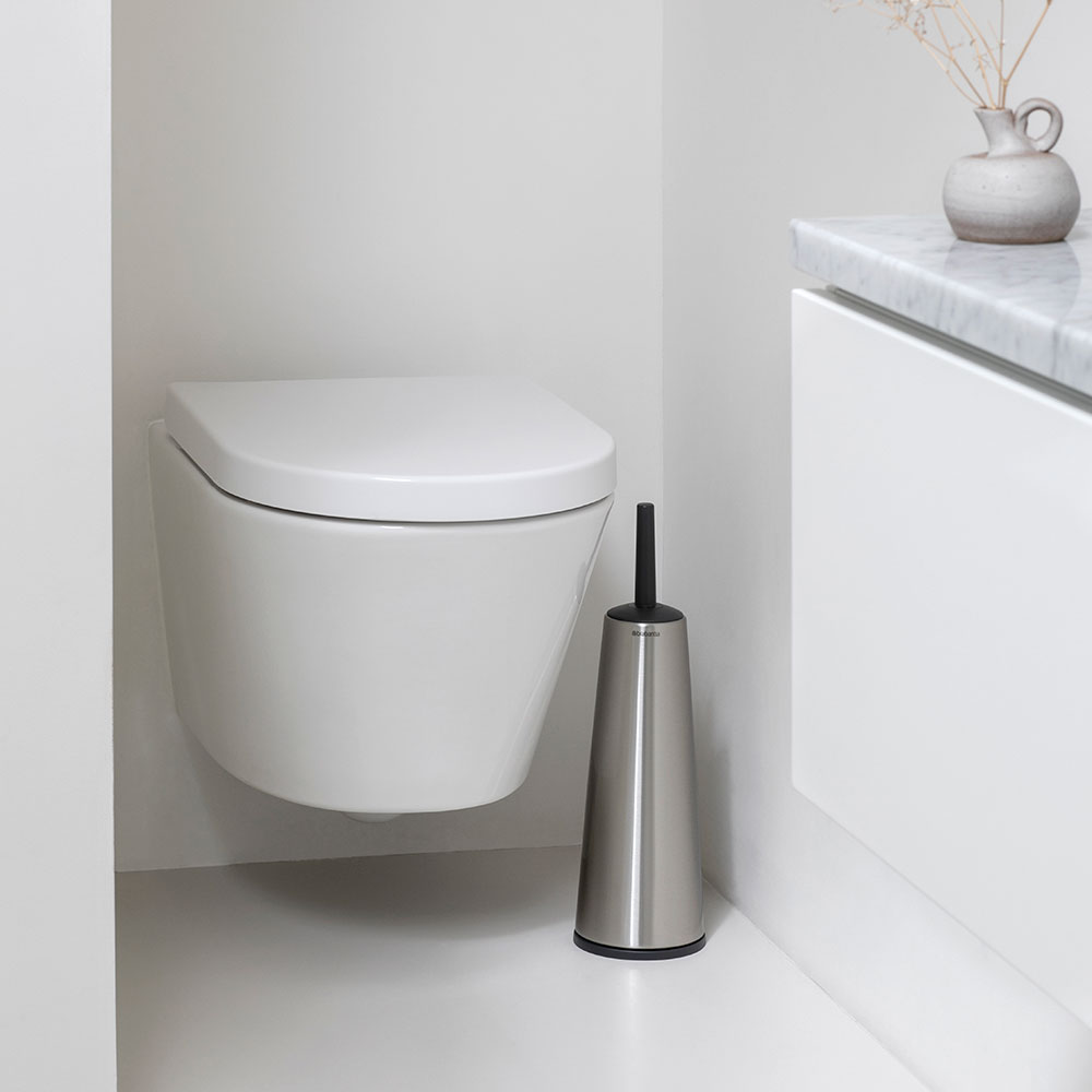 Toalettborste Brabantia med hållare för golv med plasthandta Färg: Matt Stål