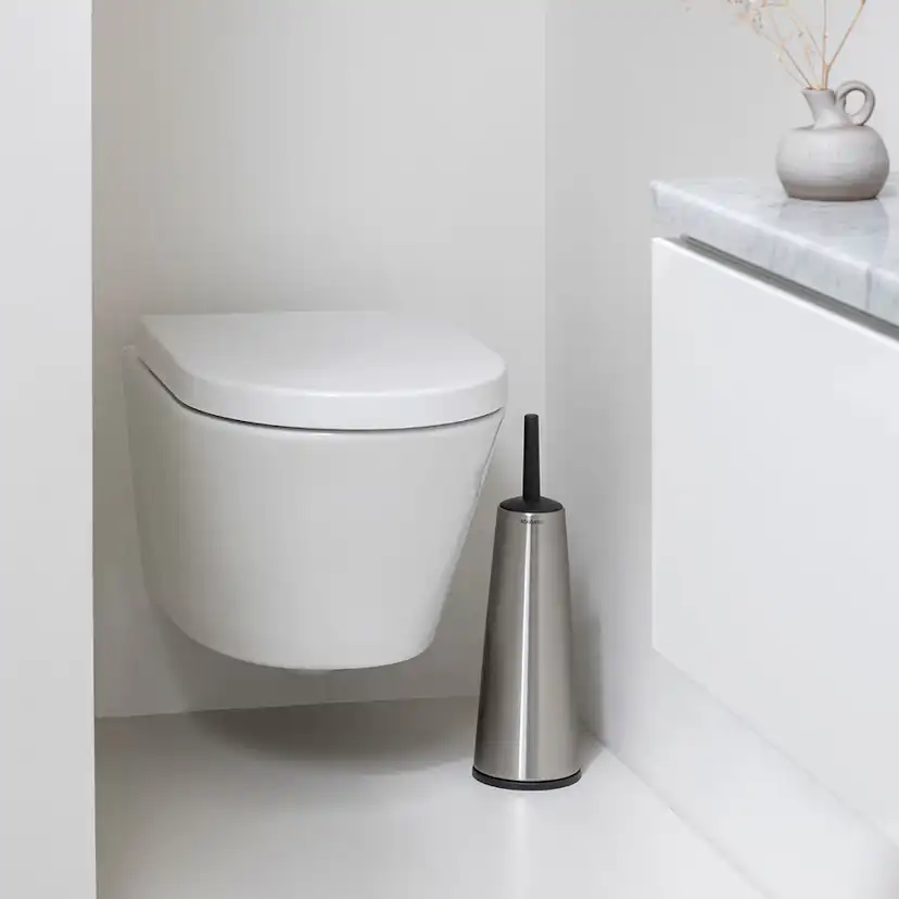 Toalettborste Brabantia med hållare för golv med plasthandta Färg: Matt Stål