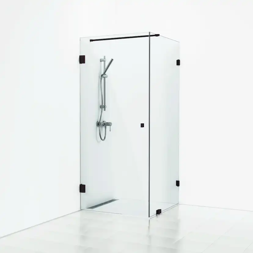 180° Duschhörna Rak/Fast 100x90 Svart Matt/Klarglas Profil: Svart Matt, Klarglas, Fast vägg: 900 mm, Duschdörr: 1000 mm