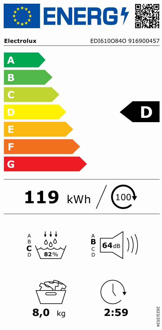 Värmepumpstorktumlare Electrolux EDI610O84O