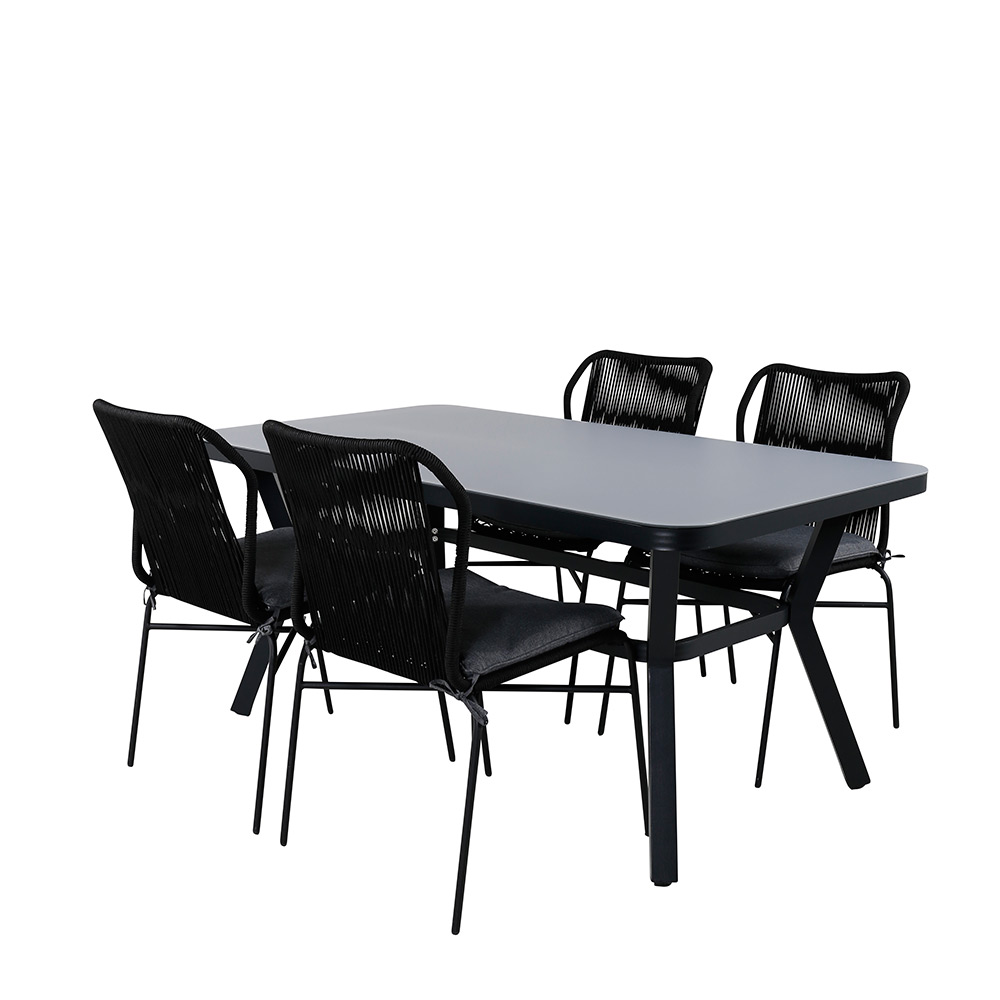 Matgrupp Venture Home Vyn med 4 Julle Stapelbara Matstolar