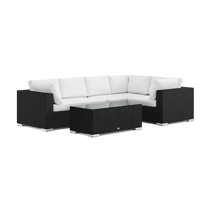 Loungegrupp Comfort Garden Bahamas utomhus hörnsoffa schäslong 5-sits vändbar med bord