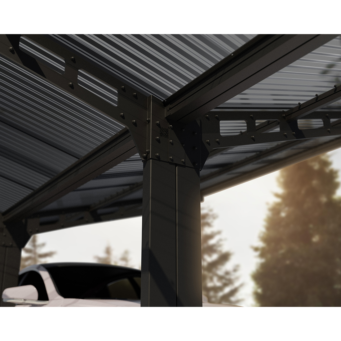Carport Canopia by Palram Sydney Double V-Roof Aluminum 6x6 m Black