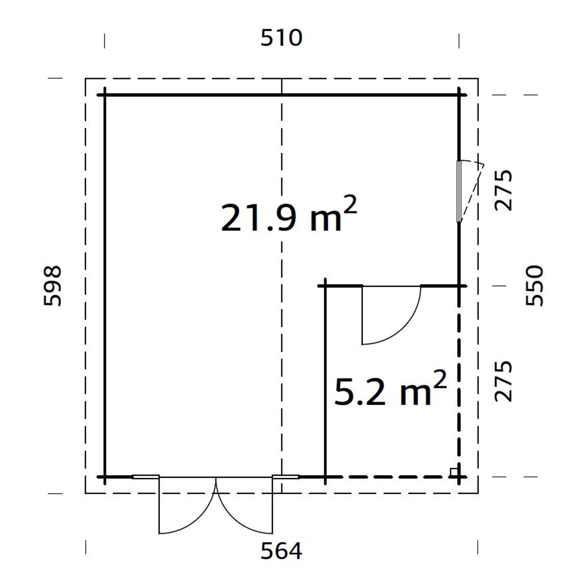 Irene 28,1 m2 (inv. 21,9+5,2 m2) Obehandlad
