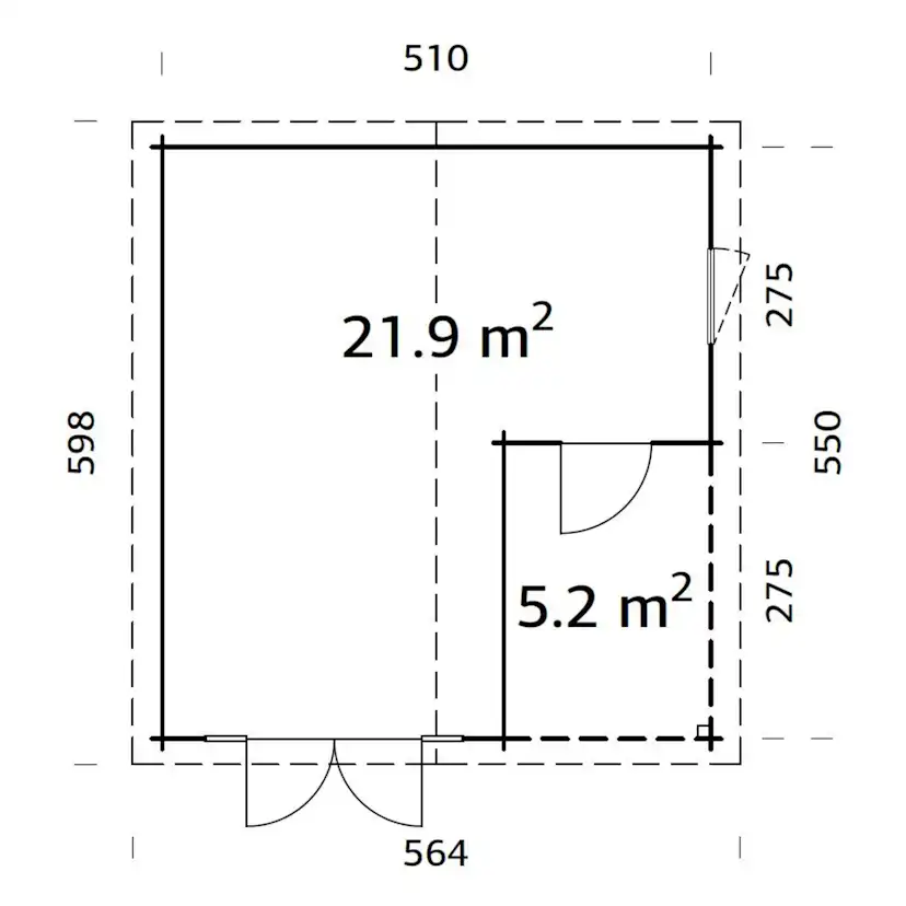 Irene 28,1 m2 (inv. 21,9+5,2 m2) Obehandlad