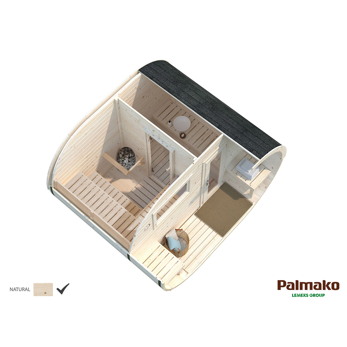 Bastutunna Palmako Anette Byggsats med Altan & Obehandlat Trä