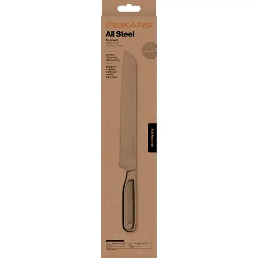 Brödkniv 22 cm Fiskars All Steel – Tandad Kniv i Rostfritt Stål
