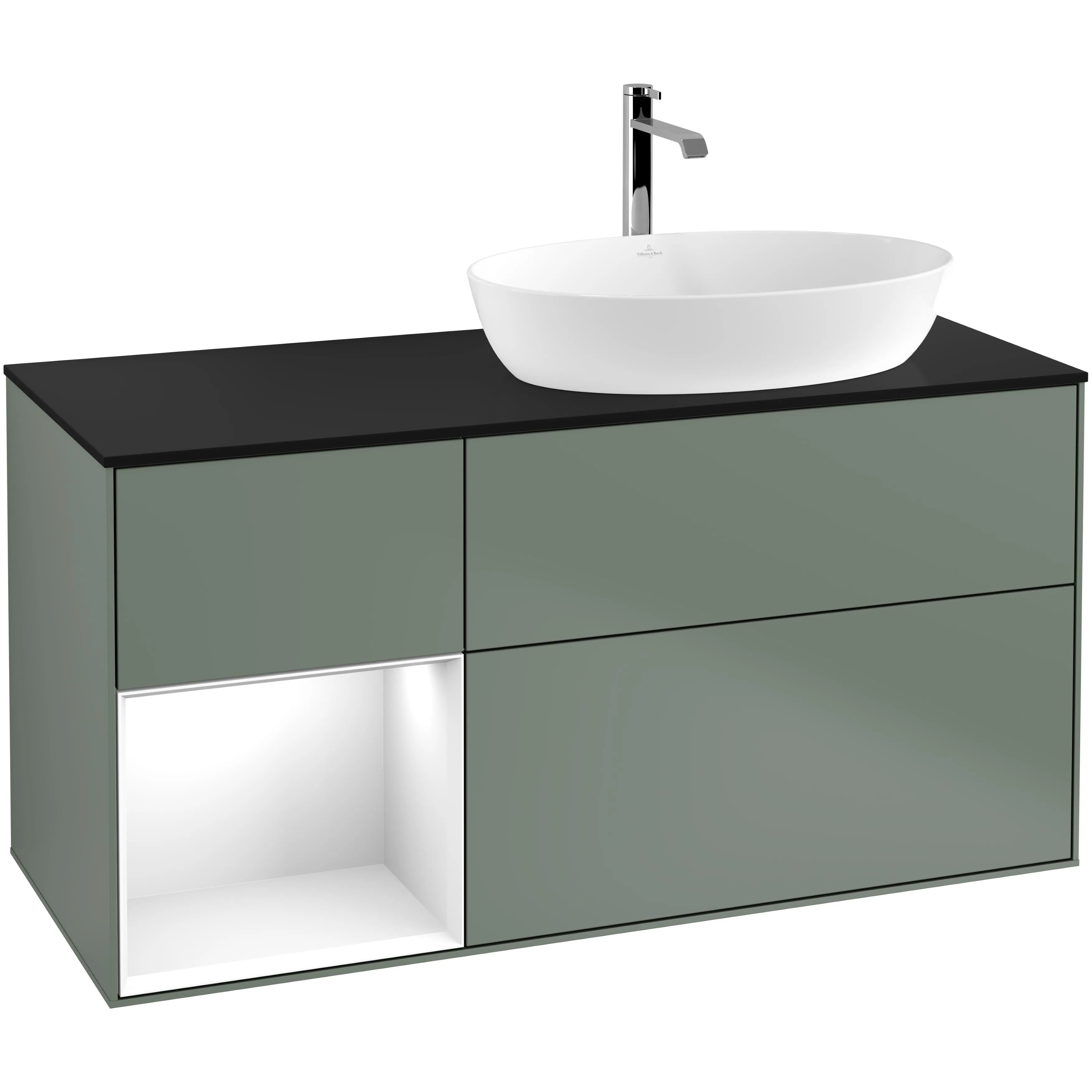 Tvättställsskåp Villeroy & Boch Finion med 3 Lådor Hylla och Bänkskiva för Ocentrerat Tvättställ från Artis & Collaro