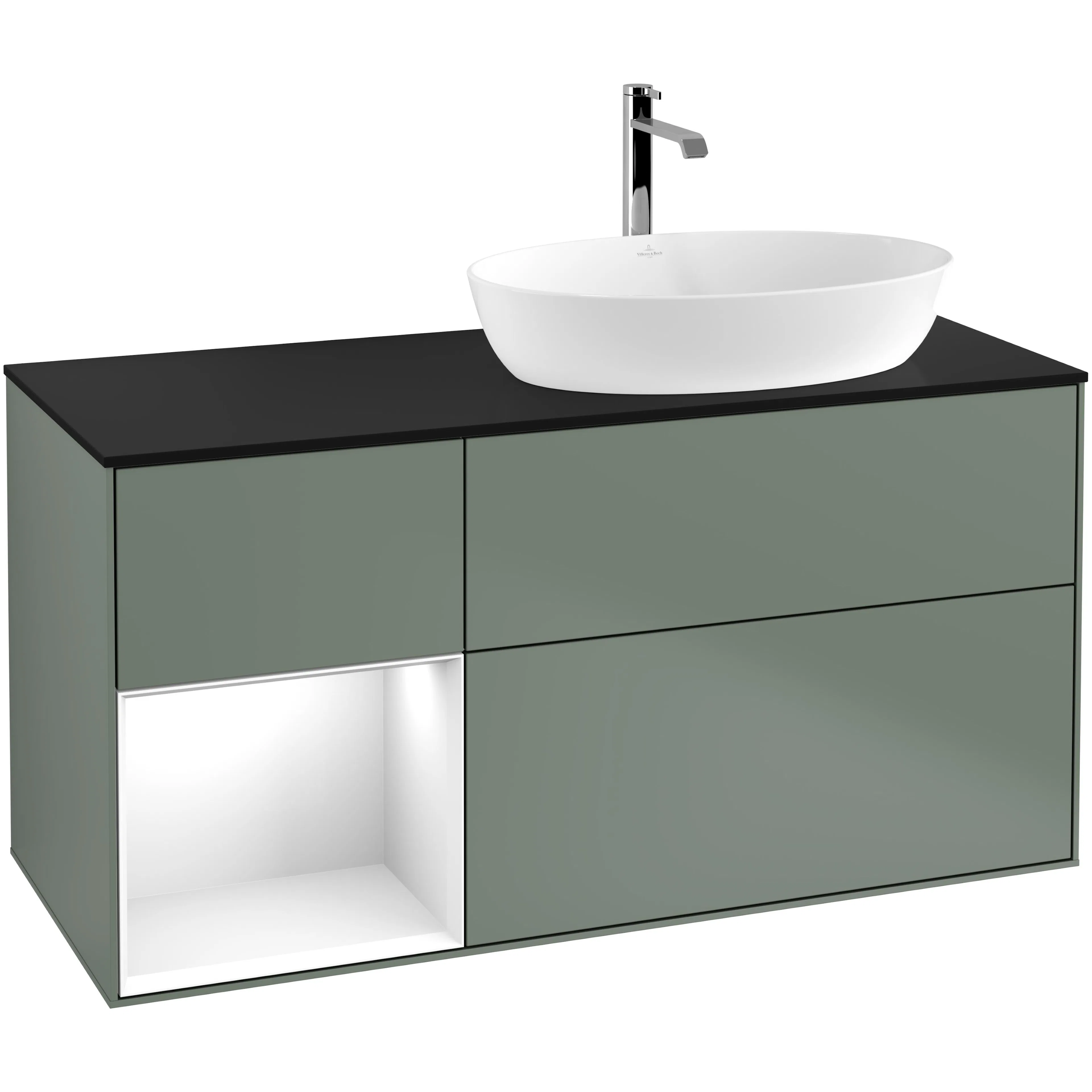 Tvättställsskåp Villeroy & Boch Finion med 3 Lådor Hylla och Bänkskiva för Ocentrerat Tvättställ från Artis & Collaro