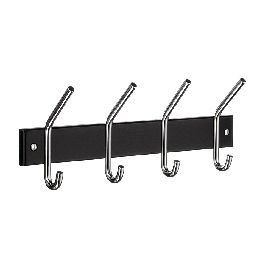 Hattkrok 4st Krom/Svart 300x40 mm höjd 120 mm Krom/Svart