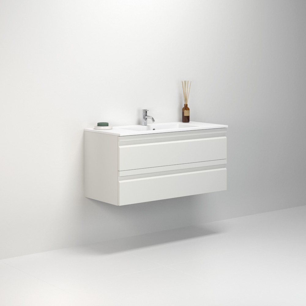 100,2 cm Minore set H48, 2lå. vit matt lak BxHxD: 100x50x45,5 cm, Matt Vit
