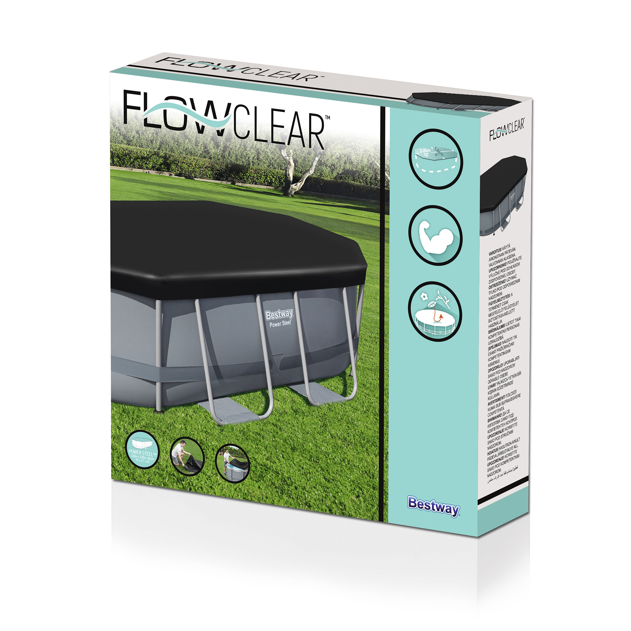Poolöverdrag Bestway Flowclear PVC Svart 3.05 x 2 m Poolskydd