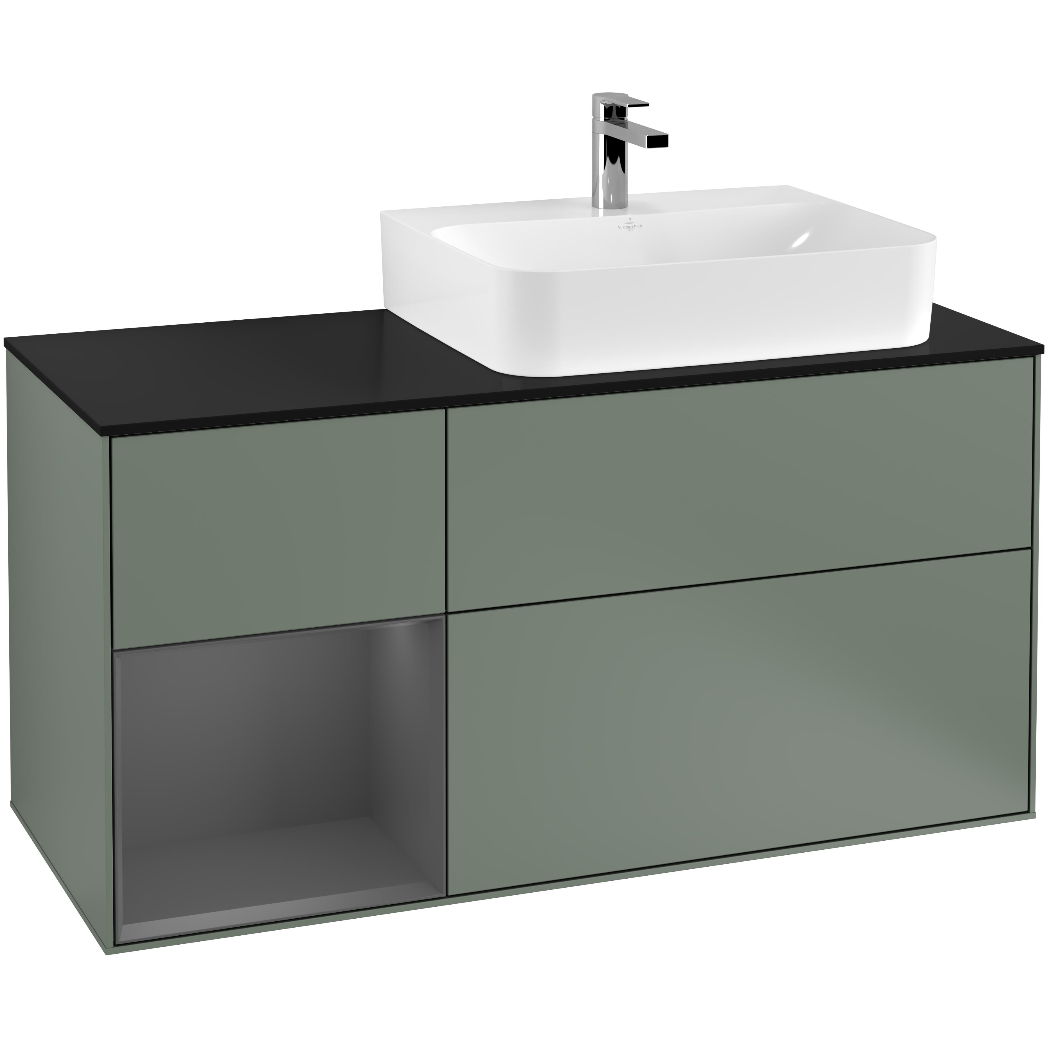 Tvättställsskåp Villeroy & Boch Finion med 3 Lådor Hylla och Bänkskiva för Ocentrerat Tvättställ