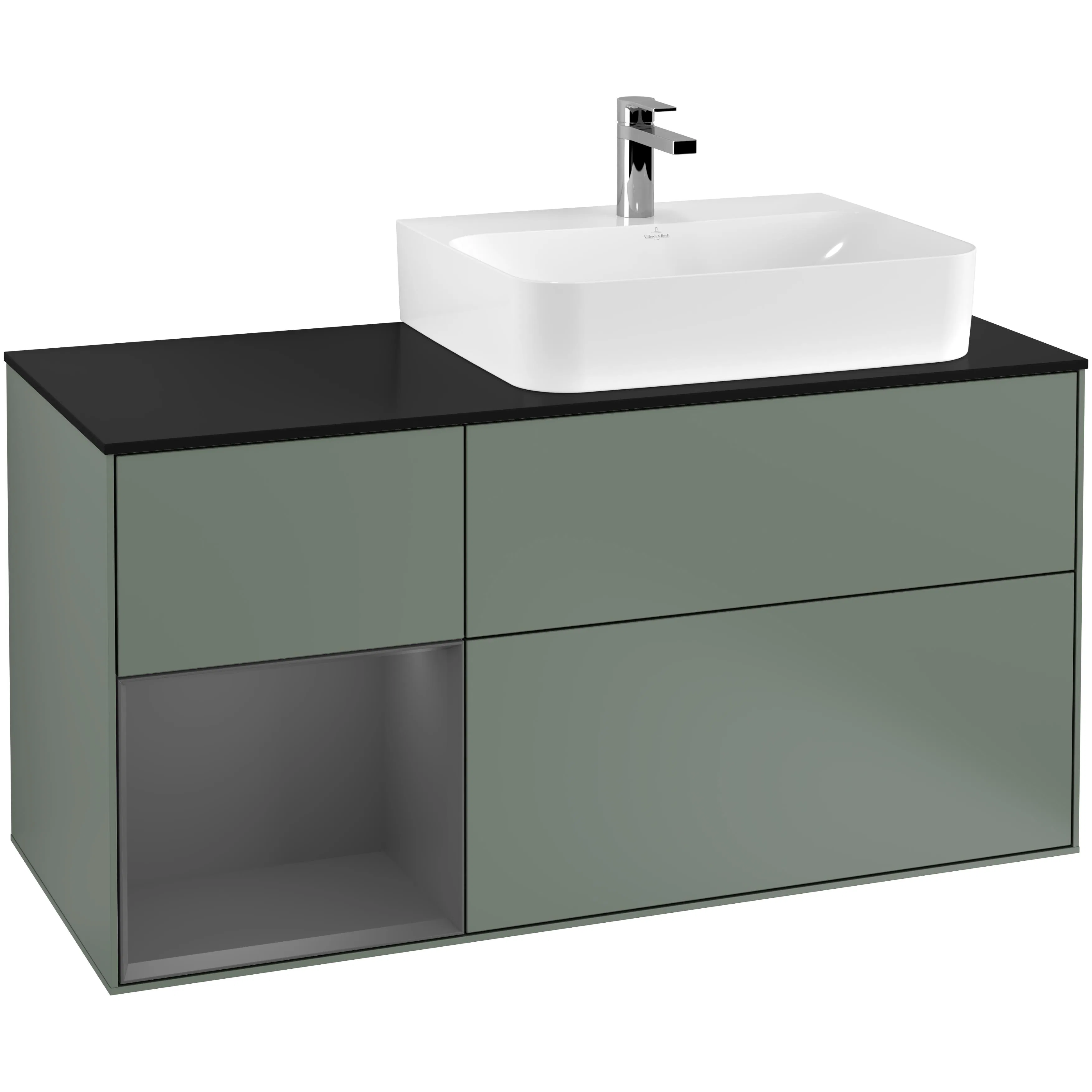 Tvättställsskåp Villeroy & Boch Finion med 3 Lådor Hylla och Bänkskiva för Ocentrerat Tvättställ