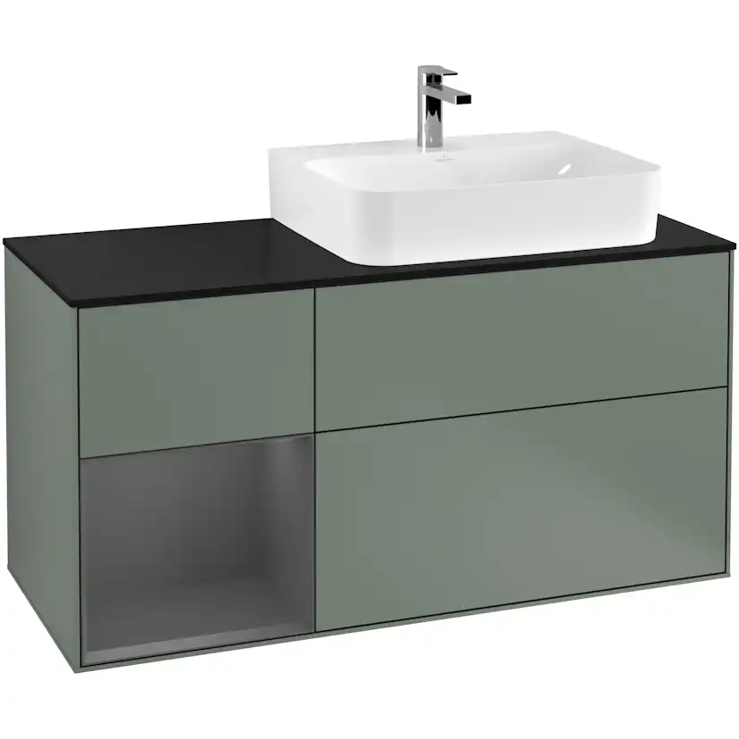 Tvättställsskåp Villeroy & Boch Finion med 3 Lådor Hylla och Bänkskiva för Ocentrerat Tvättställ