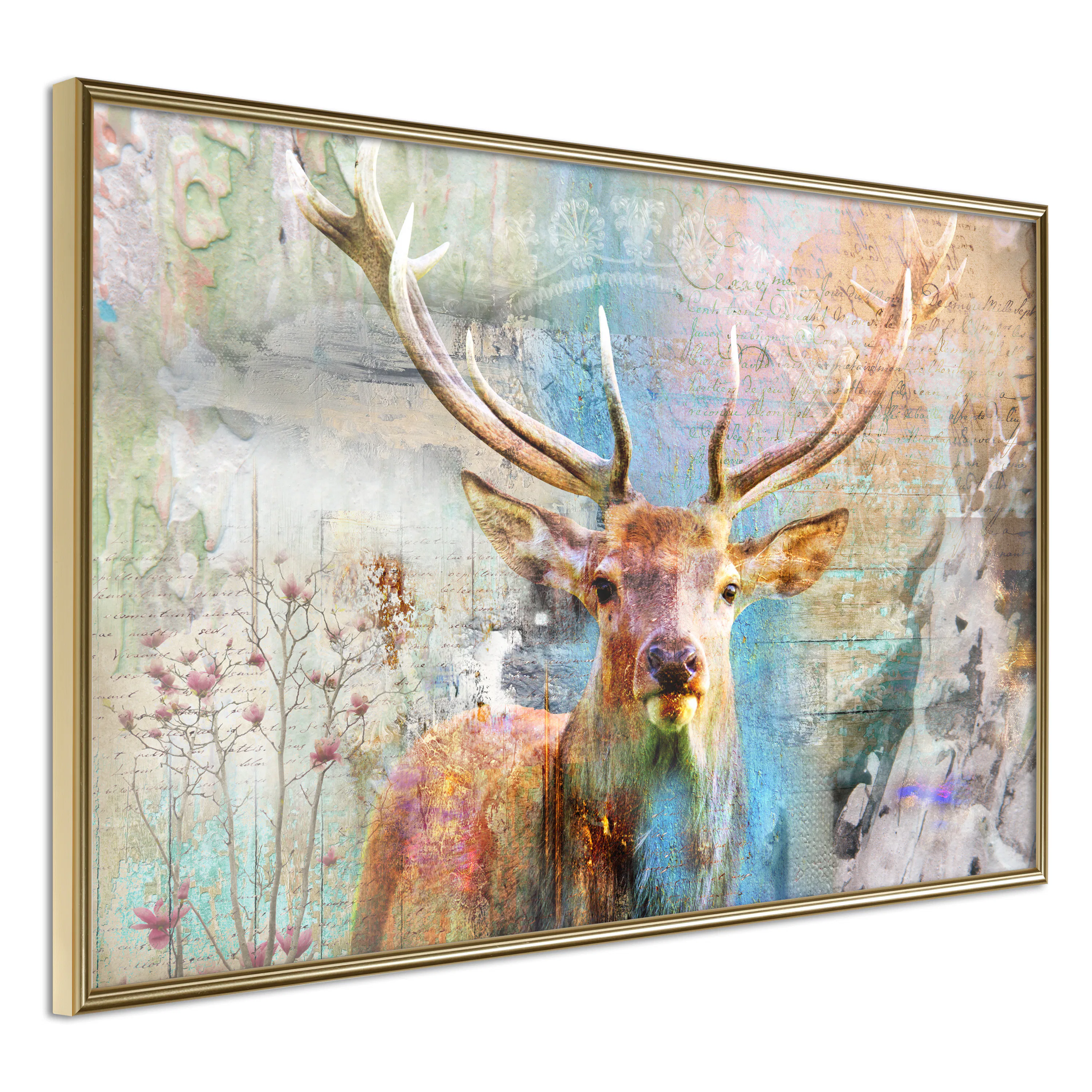 Poster Artgeist Affisch Deer on Wood