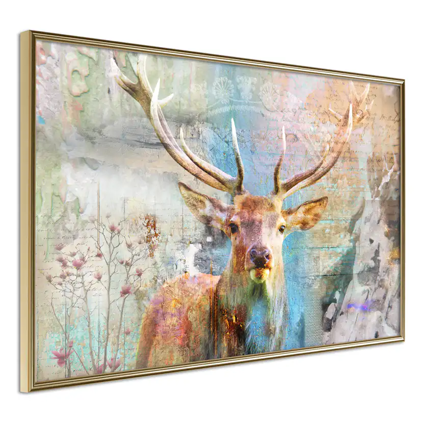 Poster Artgeist Affisch Deer on Wood