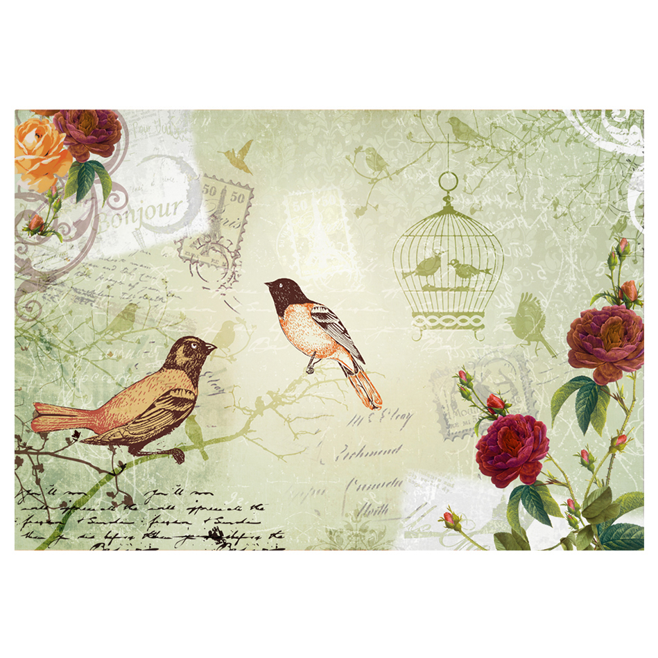 Vintage birds 150x105 Storlek: 150x105 cm