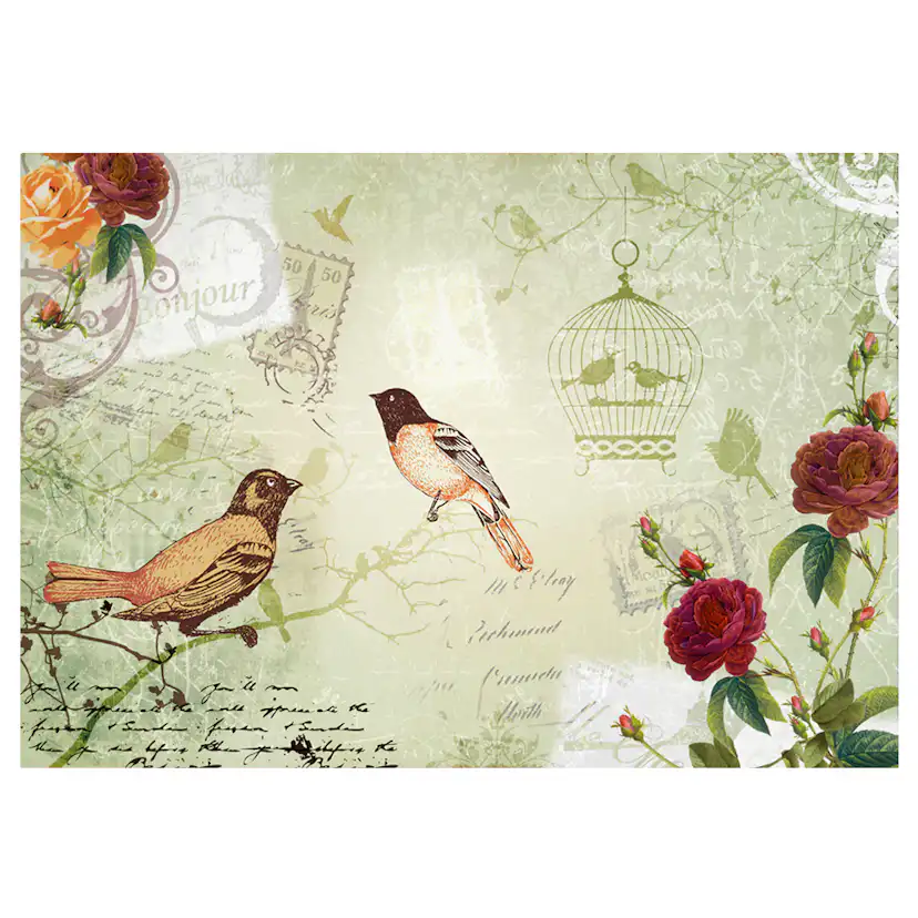 Vintage birds 150x105 Storlek: 150x105 cm